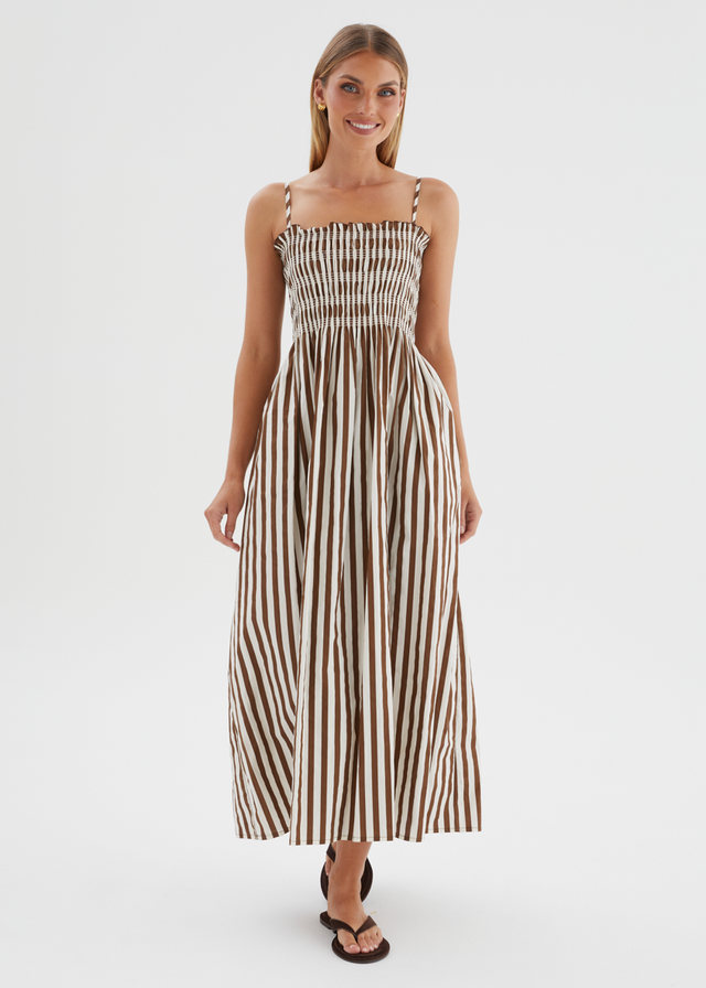 Elese Maxi Dress - Choc Stripe