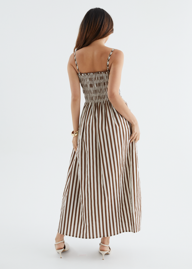 Elese Maxi Dress - Choc Stripe