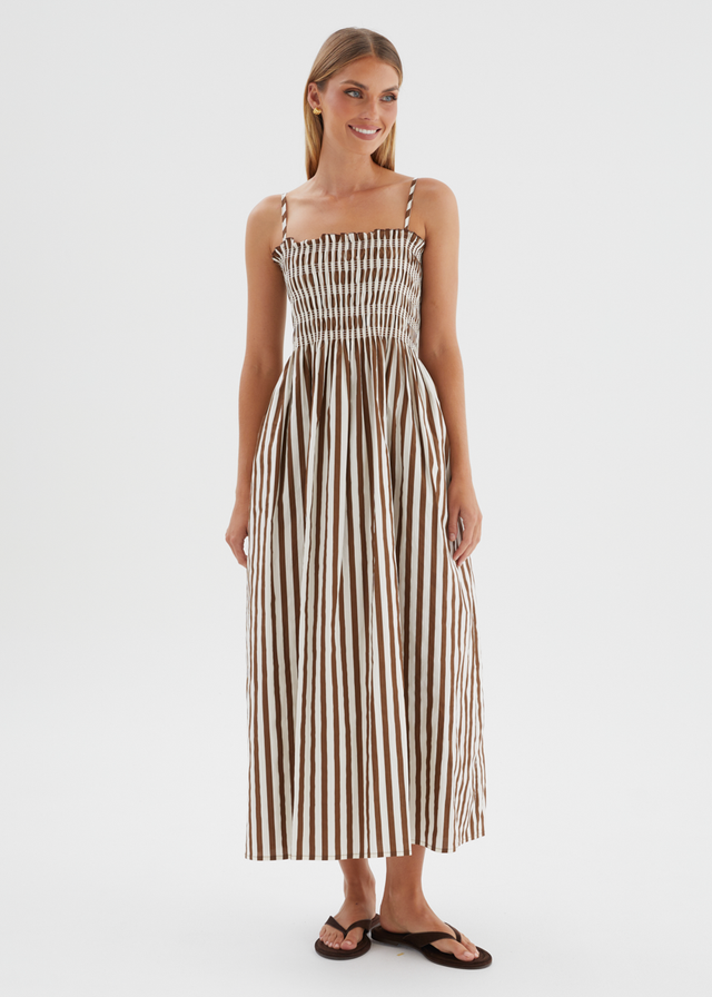 Elese Maxi Dress - Choc Stripe
