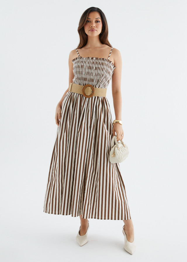 Elese Maxi Dress - Choc Stripe