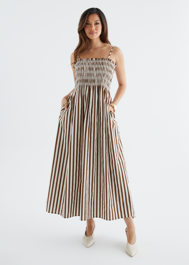 Elese Maxi Dress - Choc Stripe
