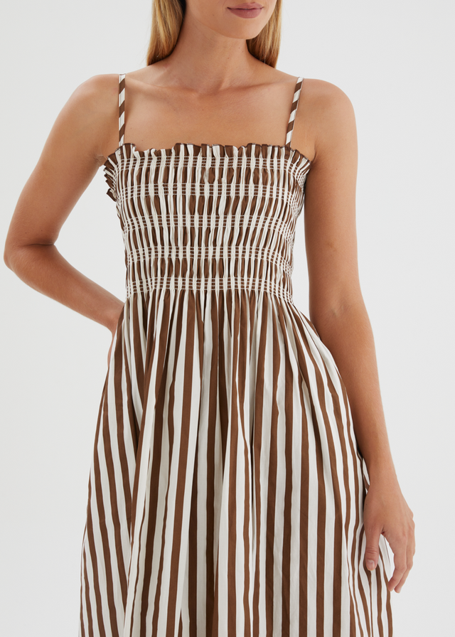 Elese Maxi Dress - Choc Stripe