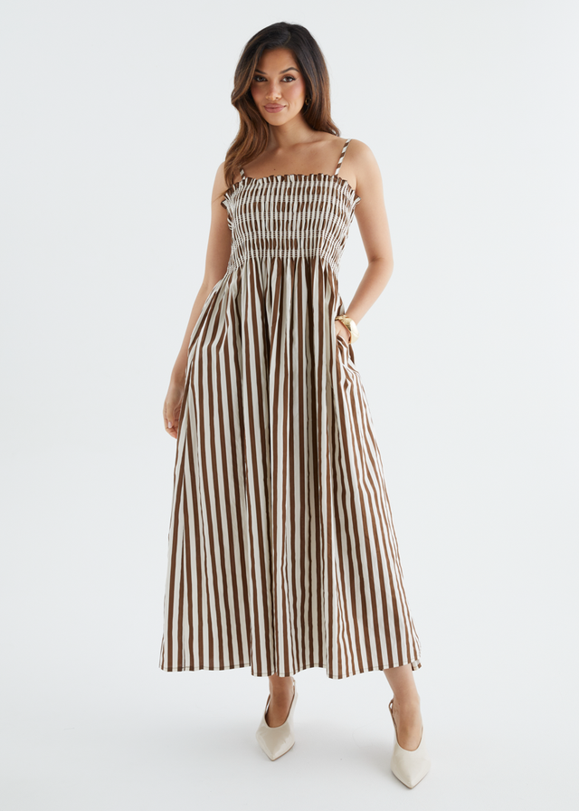 Elese Maxi Dress - Choc Stripe