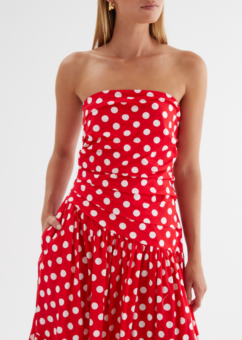 strapless red gingham dress BY TOGETHER: Dorothy Lane Strapless Dress, Red Medium