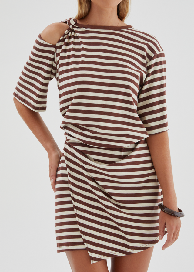 Margherita Dress - Chocolate Stripe