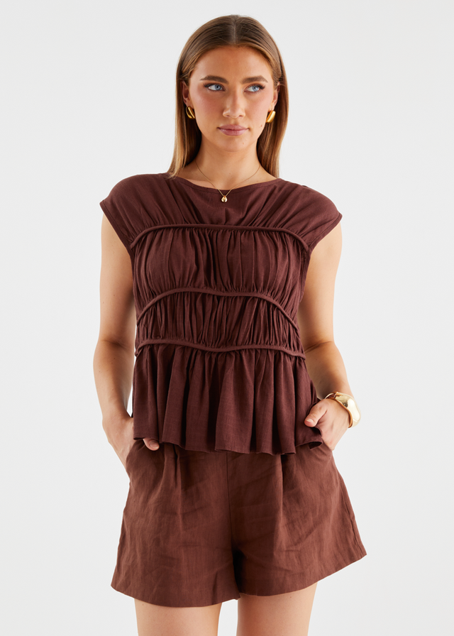 Malibu Linen Shorts - Chocolate