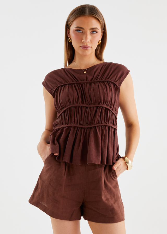 Malibu Linen Shorts - Chocolate