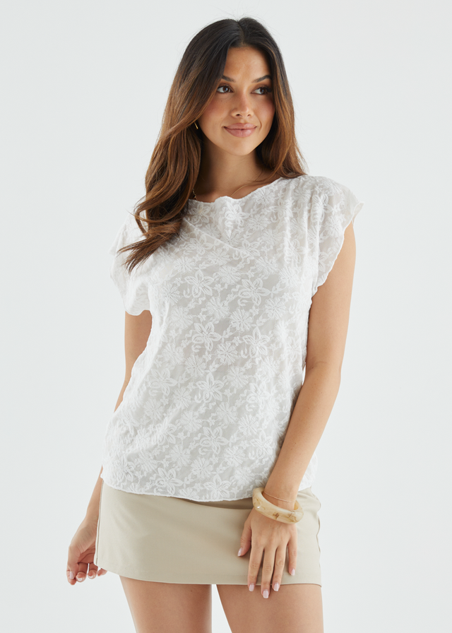 Lyndel Drop Shoulder Top - White Lace
