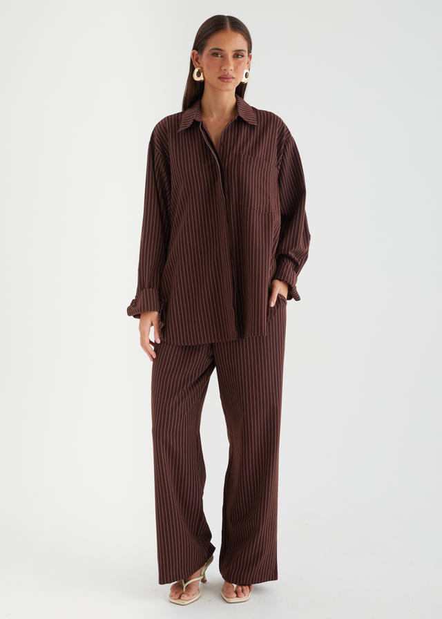 Maysin Shirt - Dark Maroon Stripe