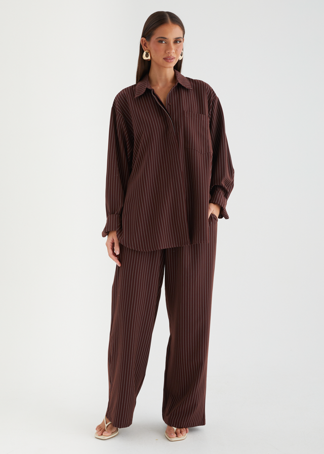 Maysin Pants - Dark Maroon Stripe