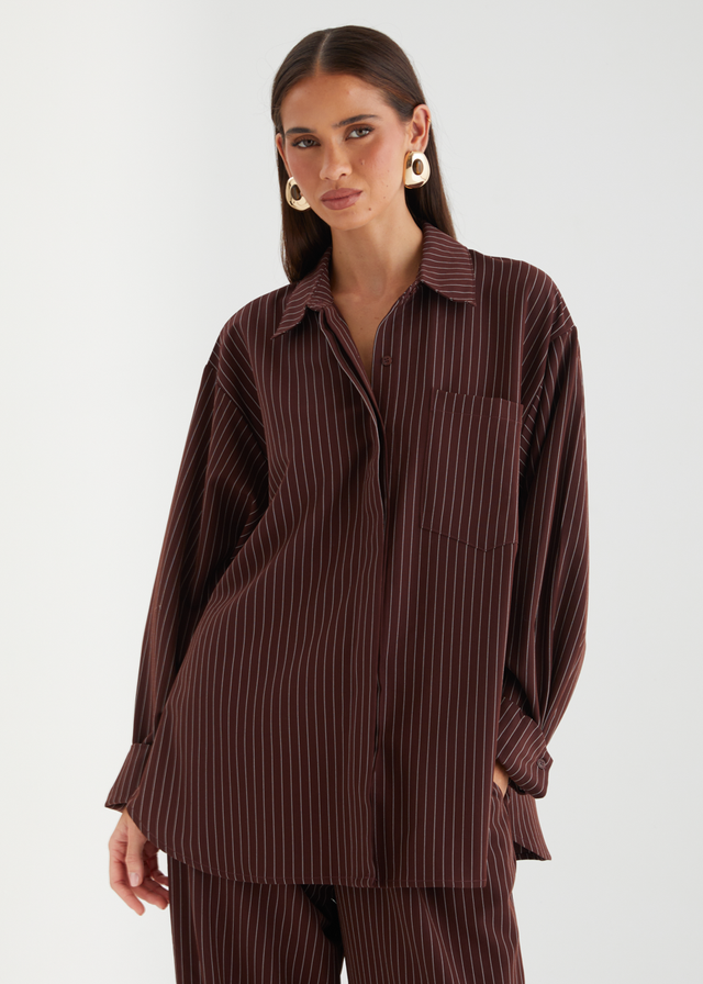Maysin Shirt - Dark Maroon Stripe