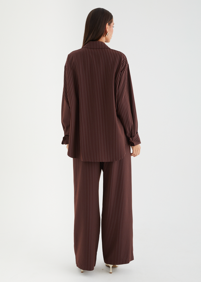 Maysin Pants - Dark Maroon Stripe