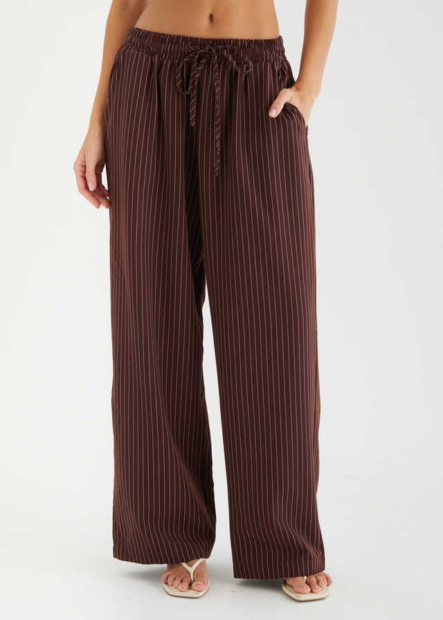 Maysin Pants - Dark Maroon Stripe