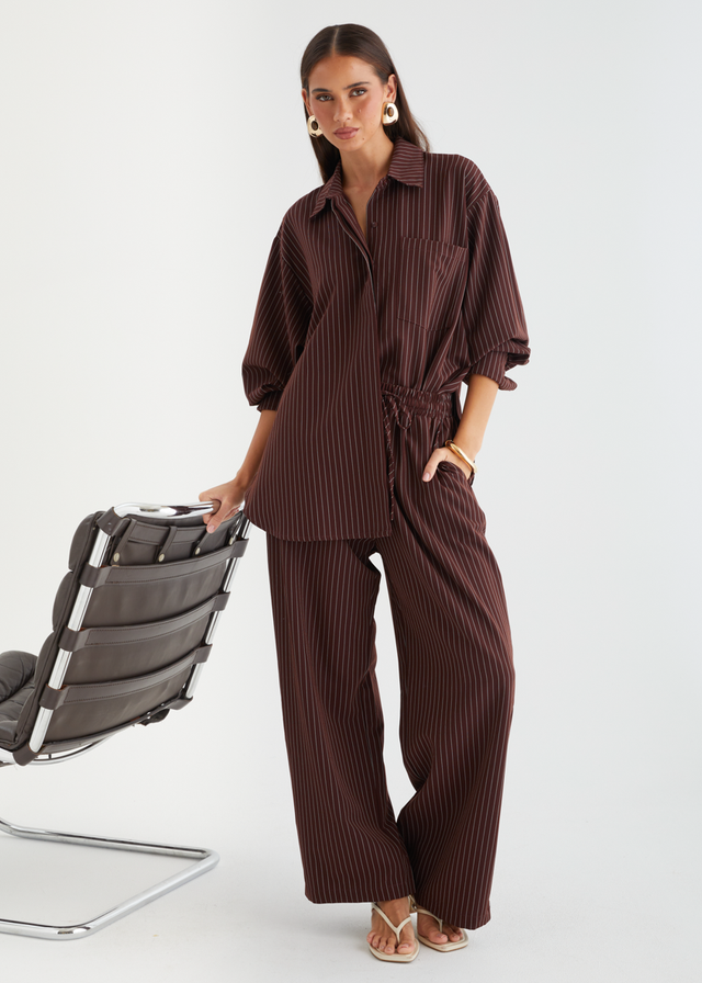 Maysin Pants - Dark Maroon Stripe