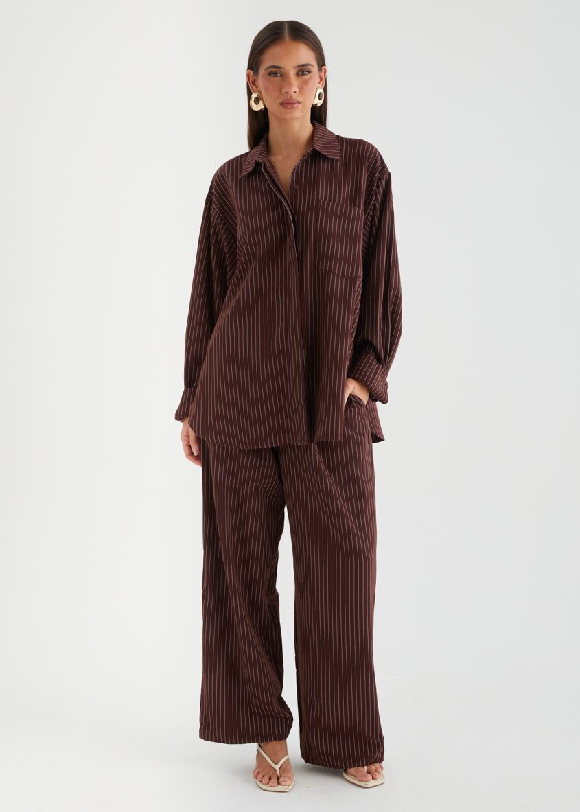 Maysin Pants - Dark Maroon Stripe – Gingham & Heels