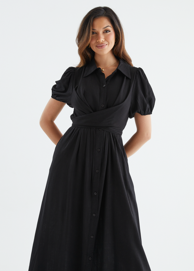 Taja Midi Dress - Black