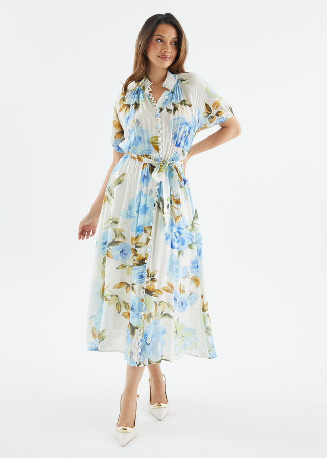 Lauretta Midi Dress - Blue Floral