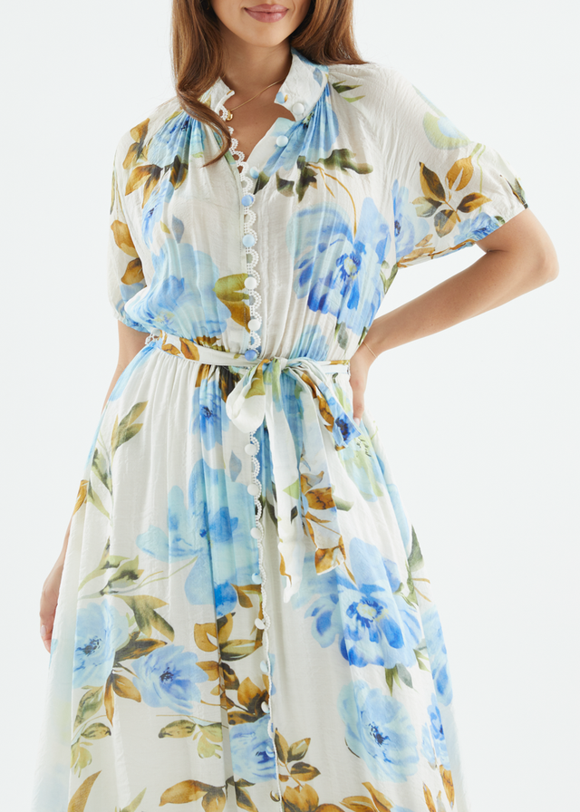 Lauretta Midi Dress - Blue Floral