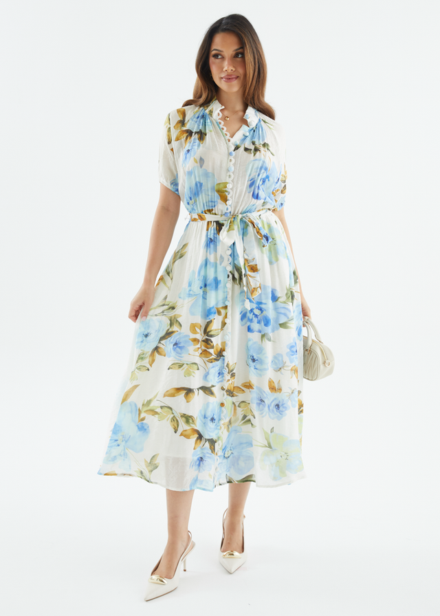 Lauretta Midi Dress - Blue Floral