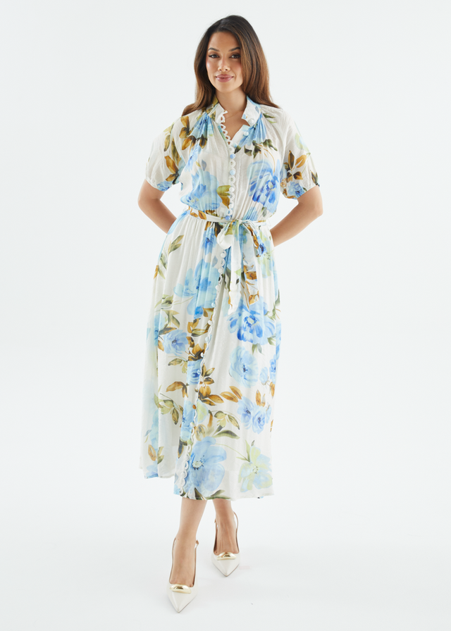 Lauretta Midi Dress - Blue Floral