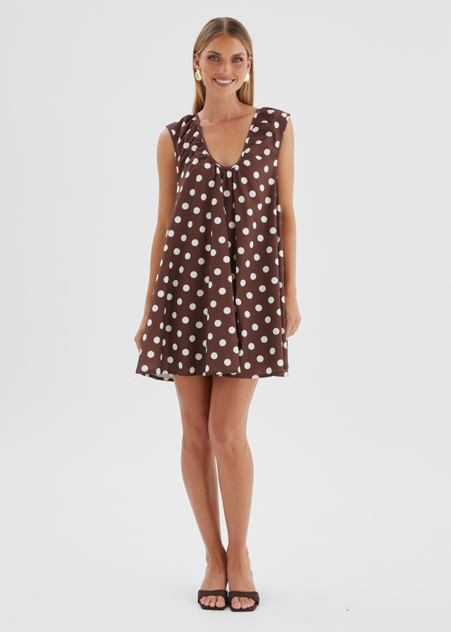 princess polly baby blue dress The Brown Polka Dot Dress Trend Is Taking Over Zara and M&S
