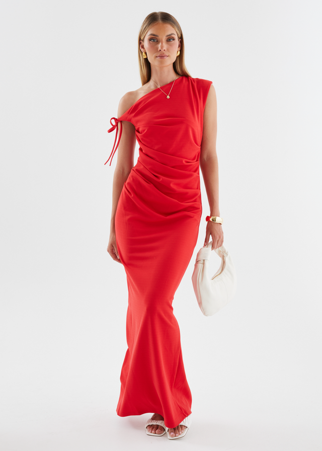Mysha Drop Shoulder Maxi Dress - Red