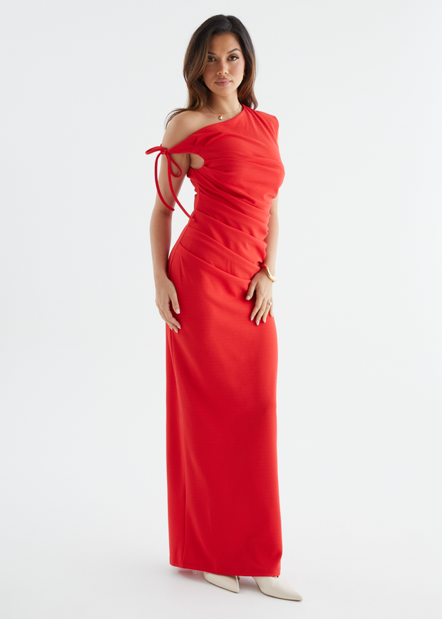 Mysha Drop Shoulder Maxi Dress - Red
