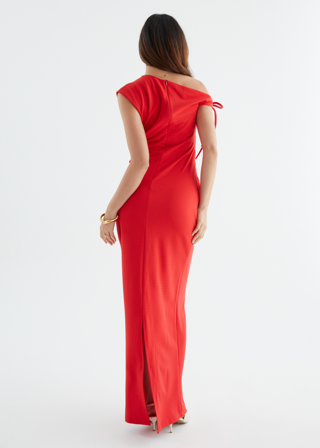 Mysha Drop Shoulder Maxi Dress - Red