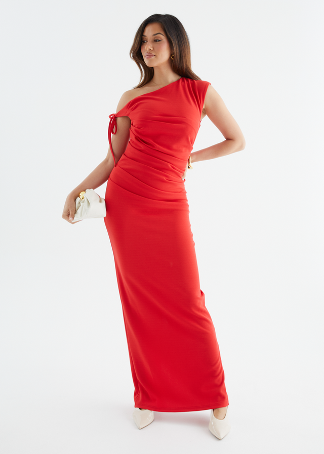 Mysha Drop Shoulder Maxi Dress - Red