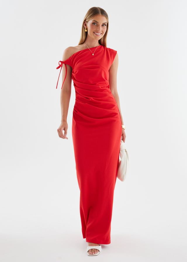 Mysha Drop Shoulder Maxi Dress - Red