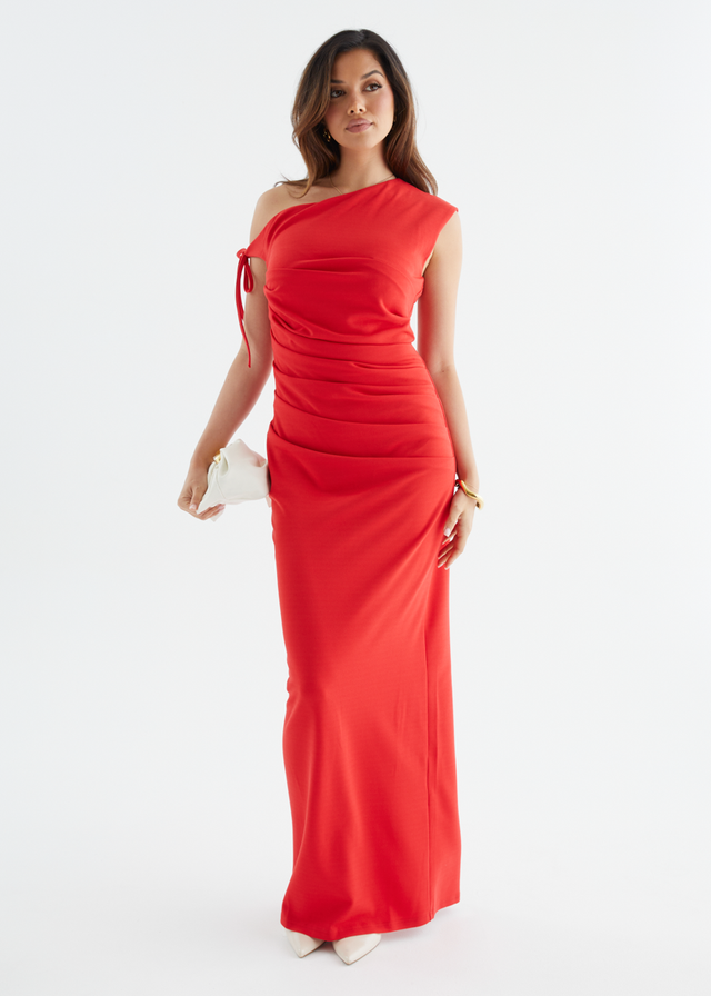 Mysha Drop Shoulder Maxi Dress - Red