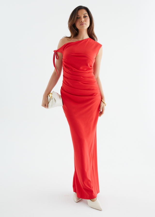 Mysha Drop Shoulder Maxi Dress - Red