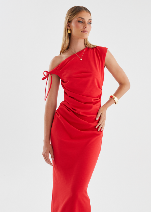 Mysha Drop Shoulder Maxi Dress - Red