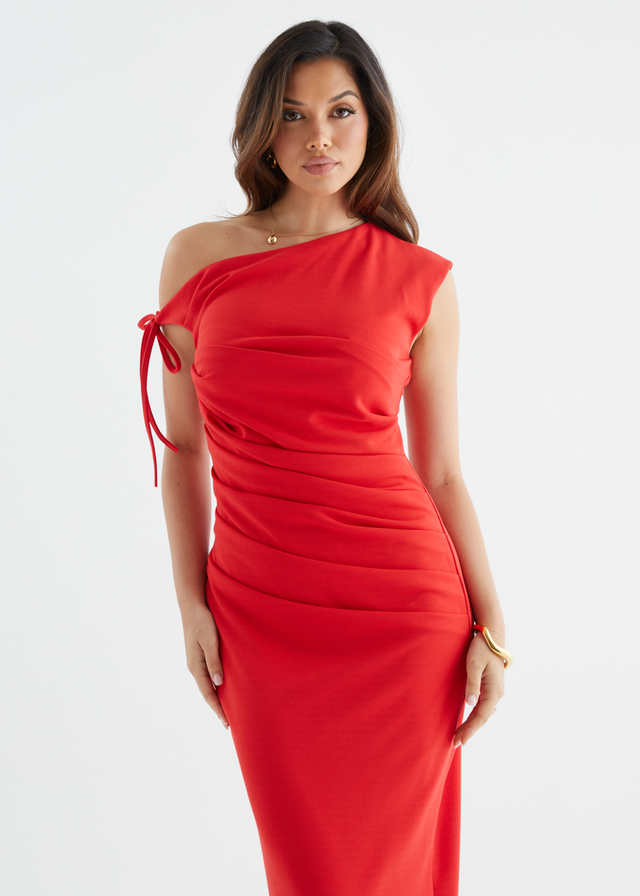 Mysha Drop Shoulder Maxi Dress - Red