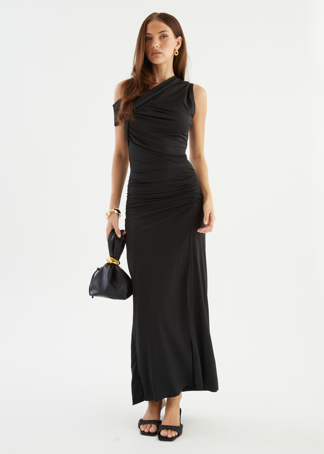Romano Drop Shoulder Maxi Dress - Black