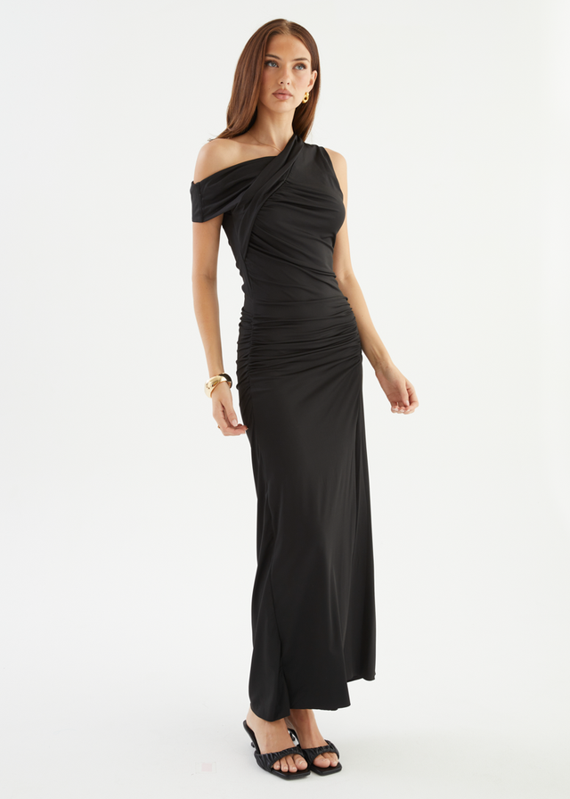 Romano Drop Shoulder Maxi Dress - Black