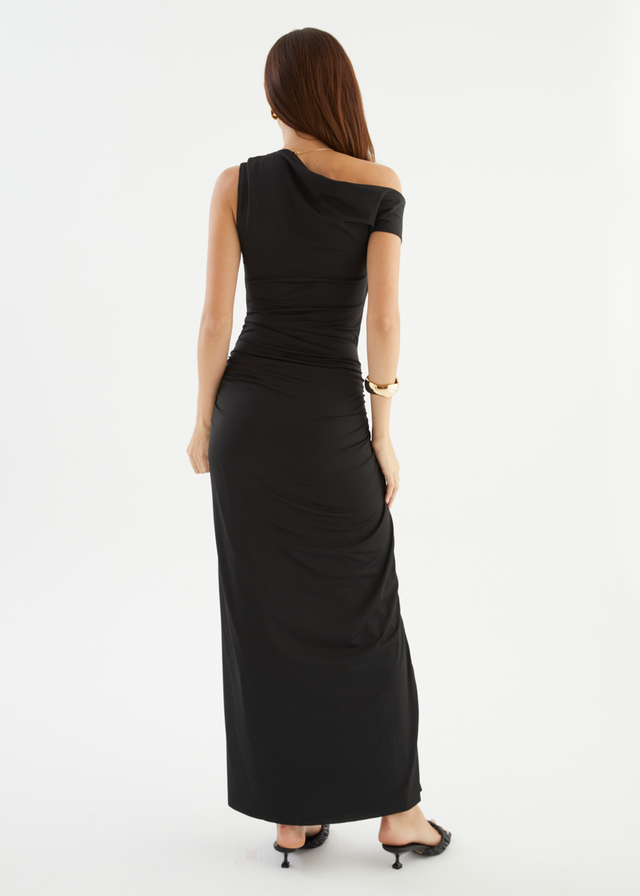 Romano Drop Shoulder Maxi Dress - Black