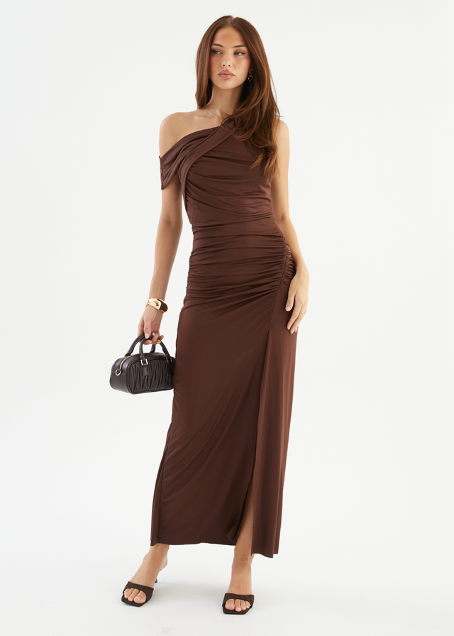 Romano Drop Shoulder Maxi Dress - Choc