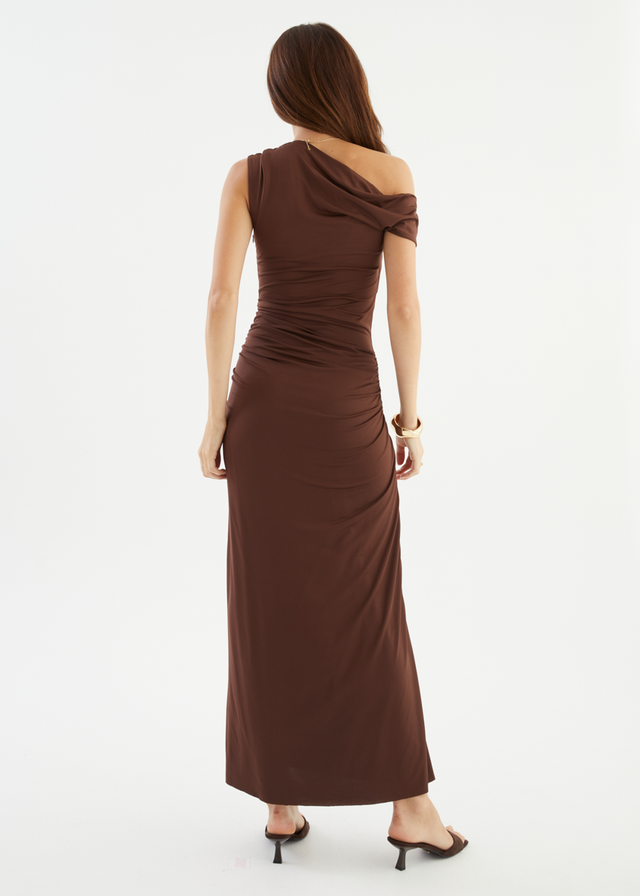 Romano Drop Shoulder Maxi Dress - Choc