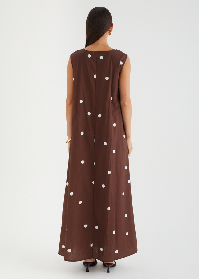 Casandra Maxi Dress - Chocolate Polka