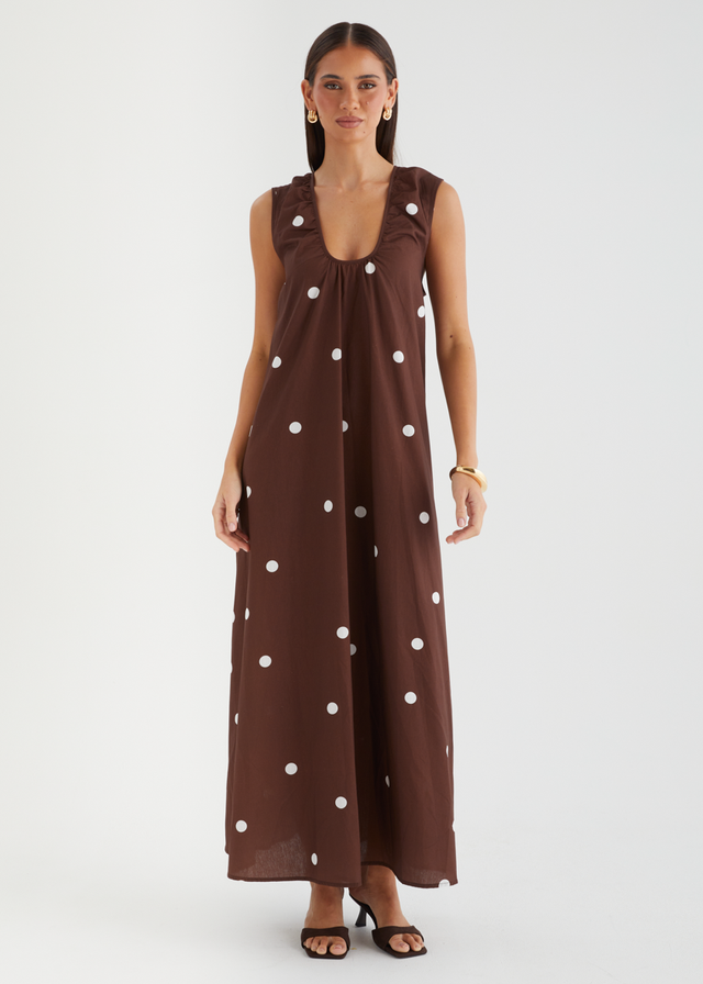 Casandra Maxi Dress - Chocolate Polka