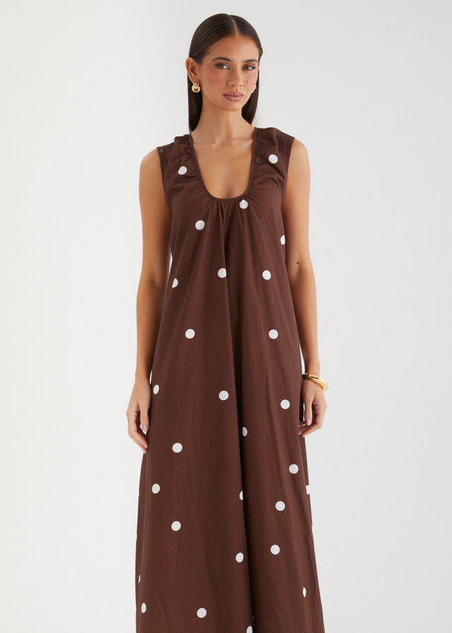 Casandra Maxi Dress - Chocolate Polka