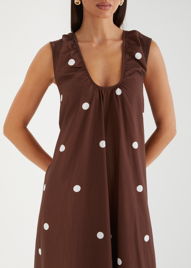 Casandra Maxi Dress - Chocolate Polka
