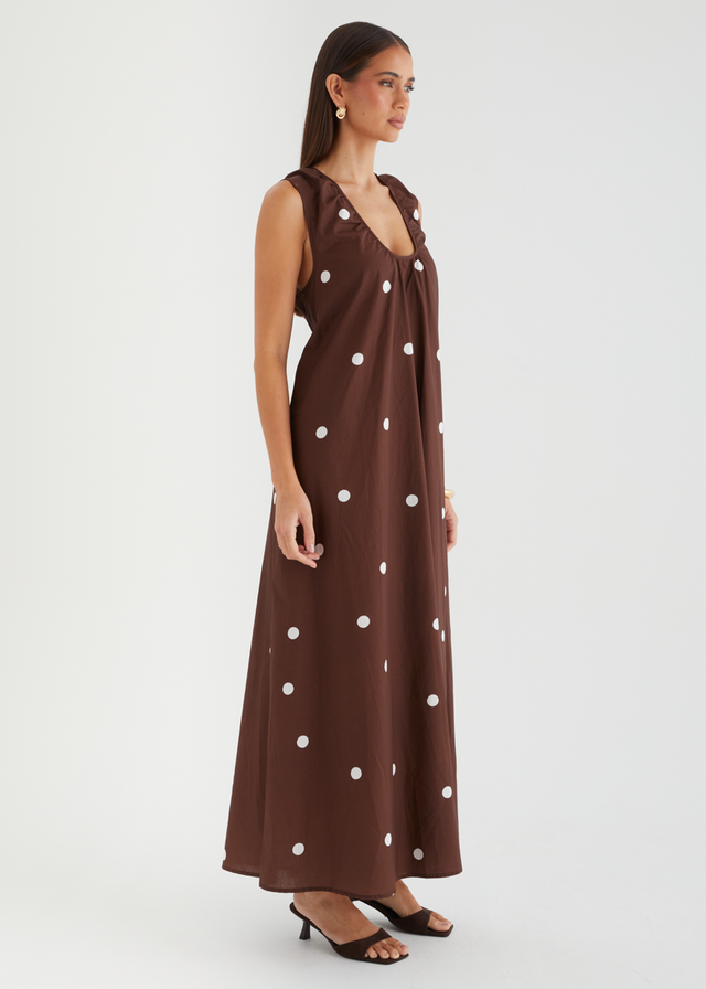 Casandra Maxi Dress - Chocolate Polka