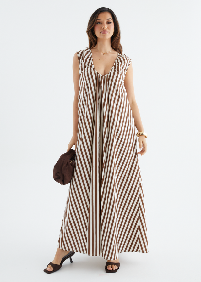 Casandra Maxi Dress - Chocolate Stripe