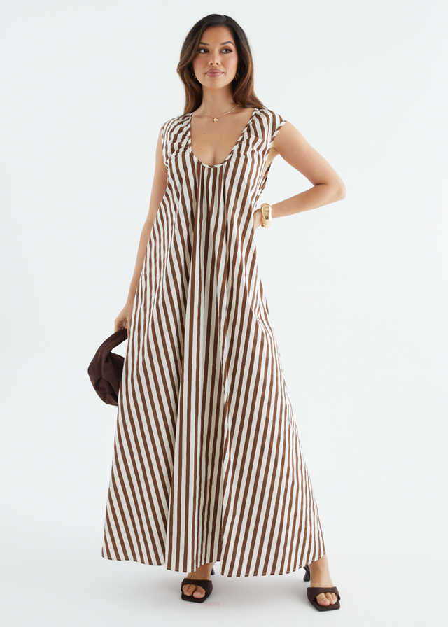 Casandra Maxi Dress - Chocolate Stripe