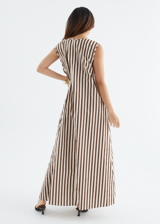 Casandra Maxi Dress - Chocolate Stripe