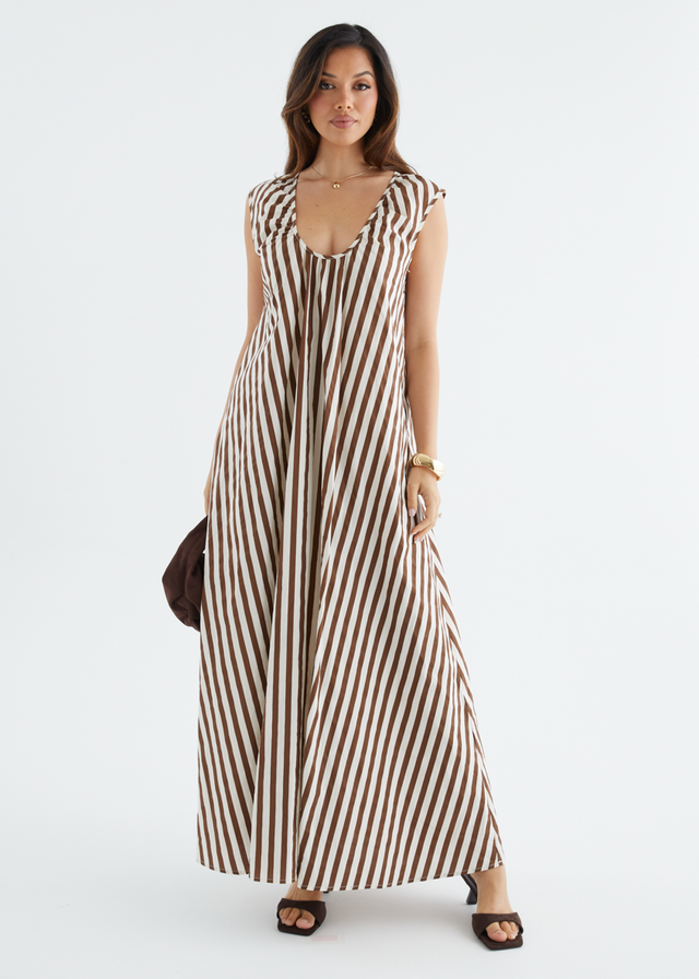 Casandra Maxi Dress - Chocolate Stripe