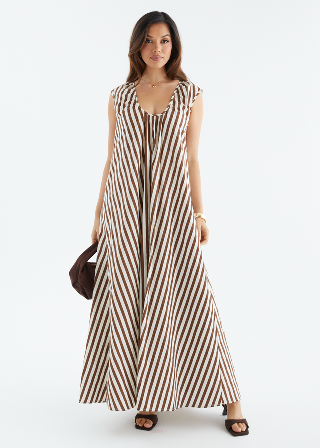 Casandra Maxi Dress - Chocolate Stripe