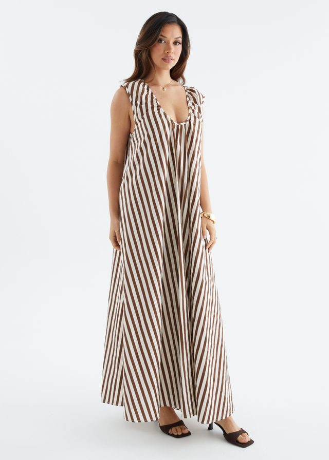 Casandra Maxi Dress - Chocolate Stripe